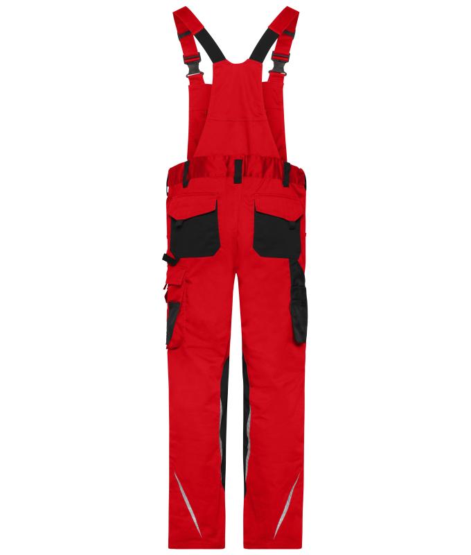 Unisex Workwear Pants with Bib - STRONG - GRS & OCS Blended Red/black 10437