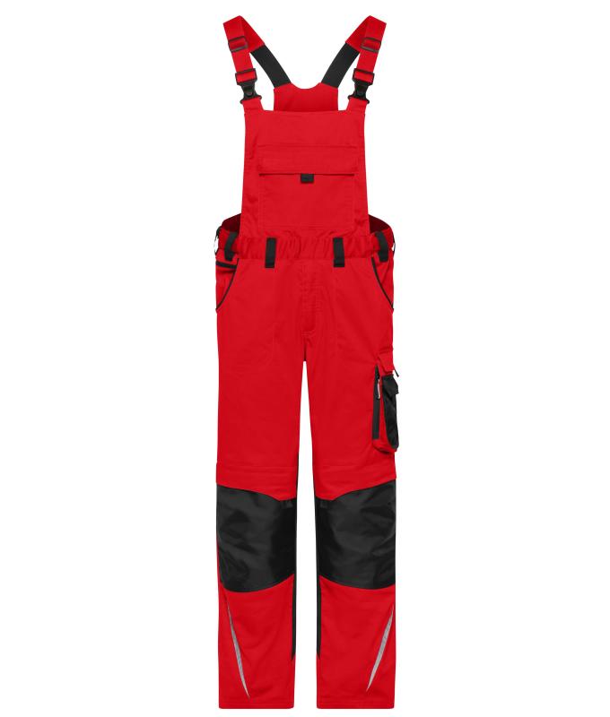 Unisex Workwear Pants with Bib - STRONG - GRS & OCS Blended Red/black 10437