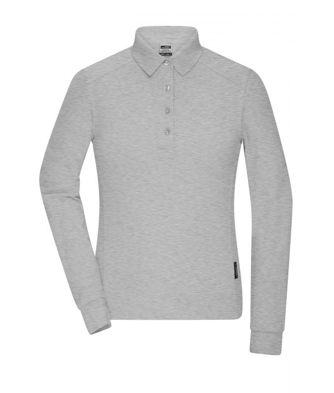 Damen Ladies' Workwear-Long-Sleeved Polo OCS Blended Grey-heather 10527