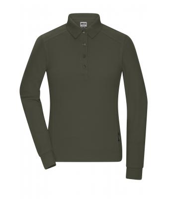 Damen Ladies' Workwear-Longsleeve Polo Olive 10527