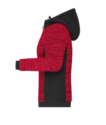 Damen Ladies' Padded Hybrid Jacket Red-melange/black 10529