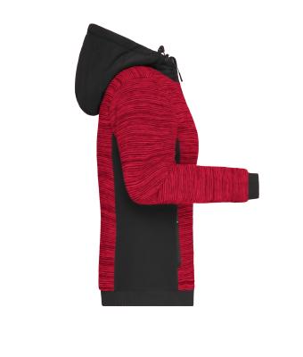 Damen Ladies' Padded Hybrid Jacket Red-melange/black 10529