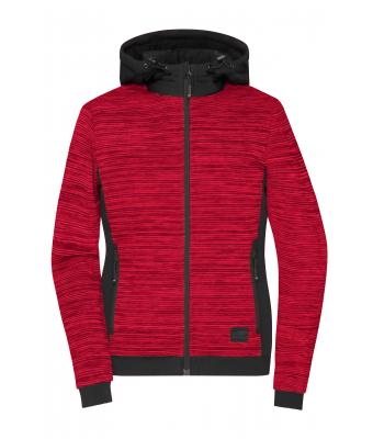 Damen Ladies' Padded Hybrid Jacket Red-melange/black 10529