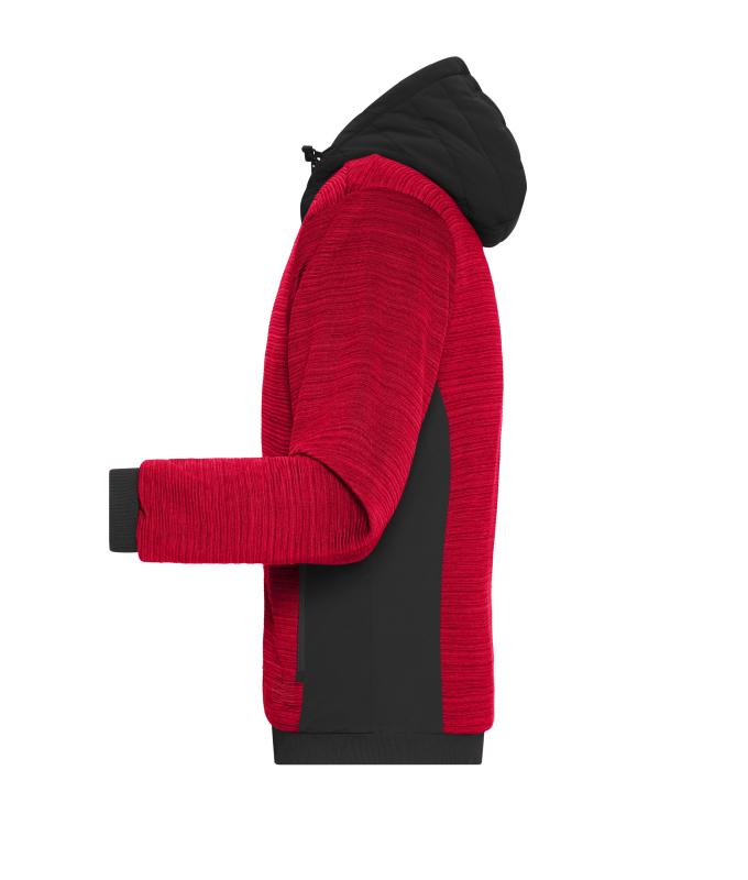 Herren Men's Padded Hybrid Jacket Red-melange/black 10530