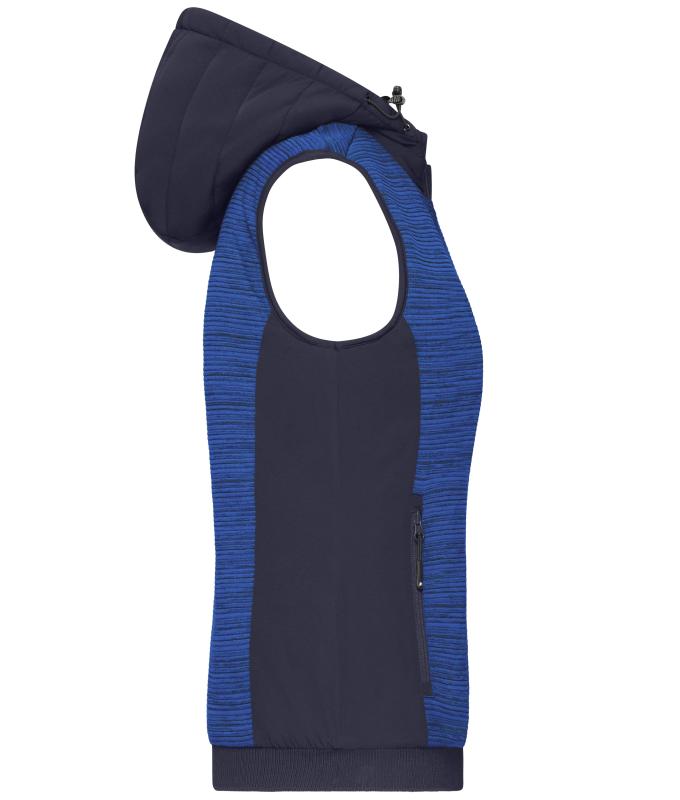 Damen Ladies' Padded Hybrid Vest Royal-melange/navy 10532