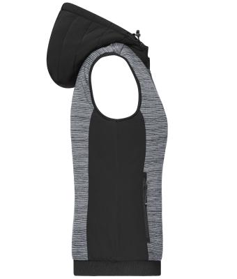 Damen Ladies' Padded Hybrid Vest Carbon-melange/black 10532