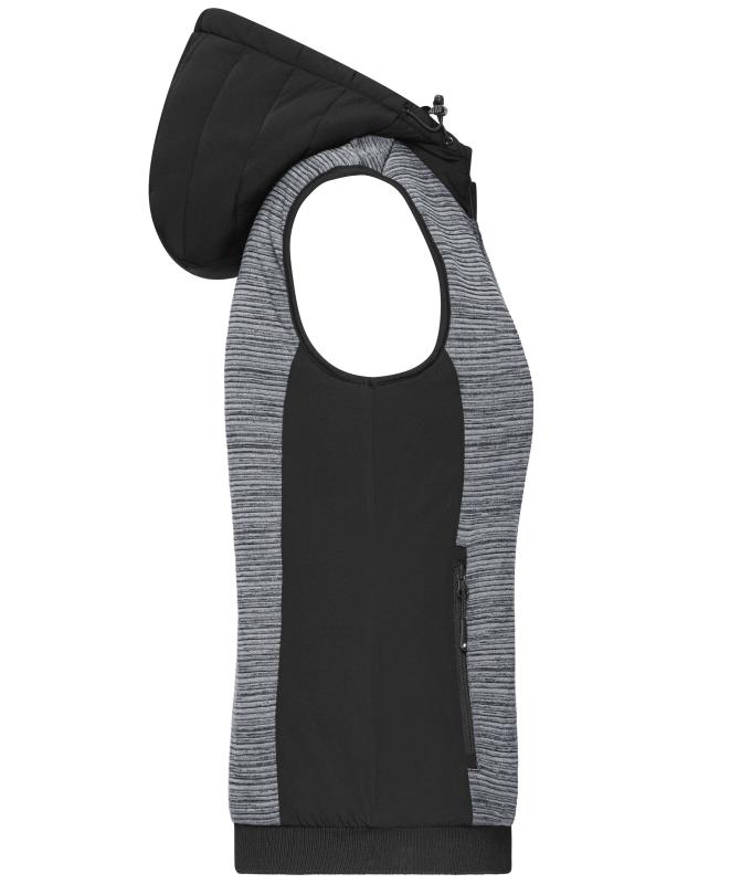 Damen Ladies' Padded Hybrid Vest Carbon-melange/black 10532