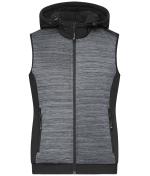 Damen Ladies' Padded Hybrid Vest Carbon-melange/black 10532