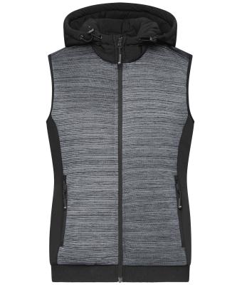 Damen Ladies' Padded Hybrid Vest Carbon-melange/black 10532