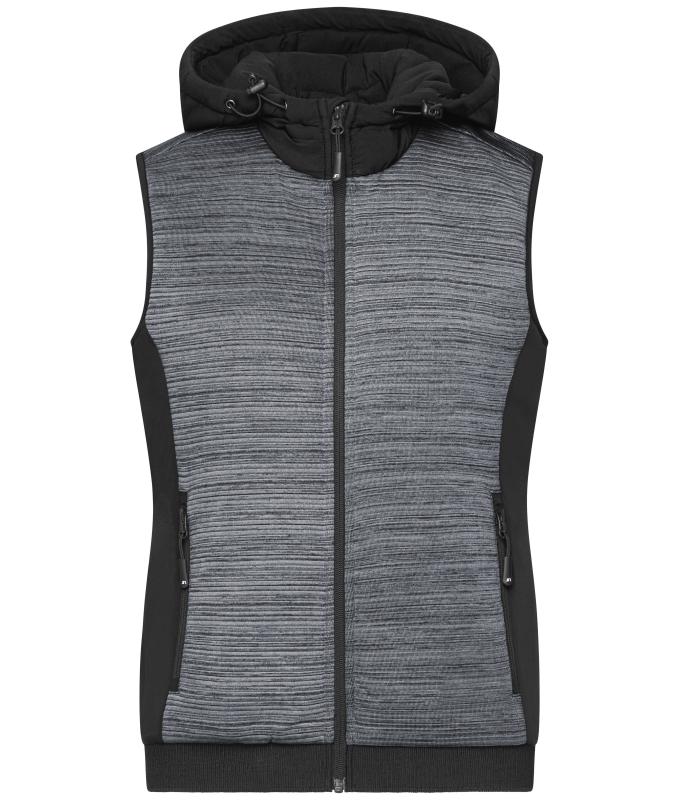 Damen Ladies' Padded Hybrid Vest Carbon-melange/black 10532