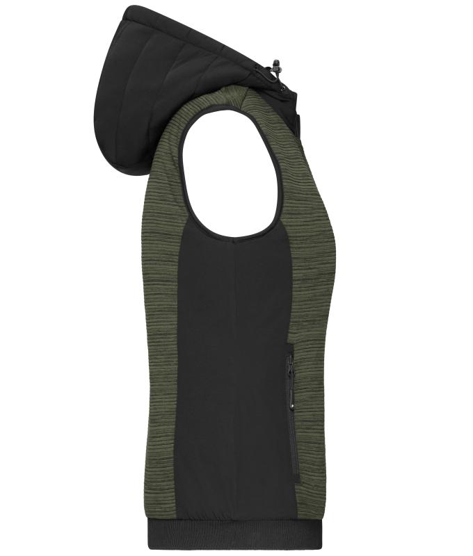 Ladies Ladies' Padded Hybrid Vest Olive-melange/black 10532