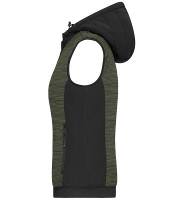Damen Ladies' Padded Hybrid Vest Olive-melange/black 10532