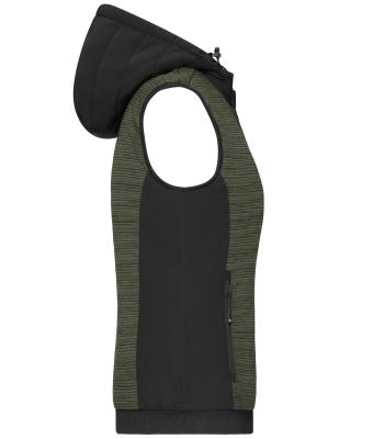 Damen Ladies' Padded Hybrid Vest Olive-melange/black 10532