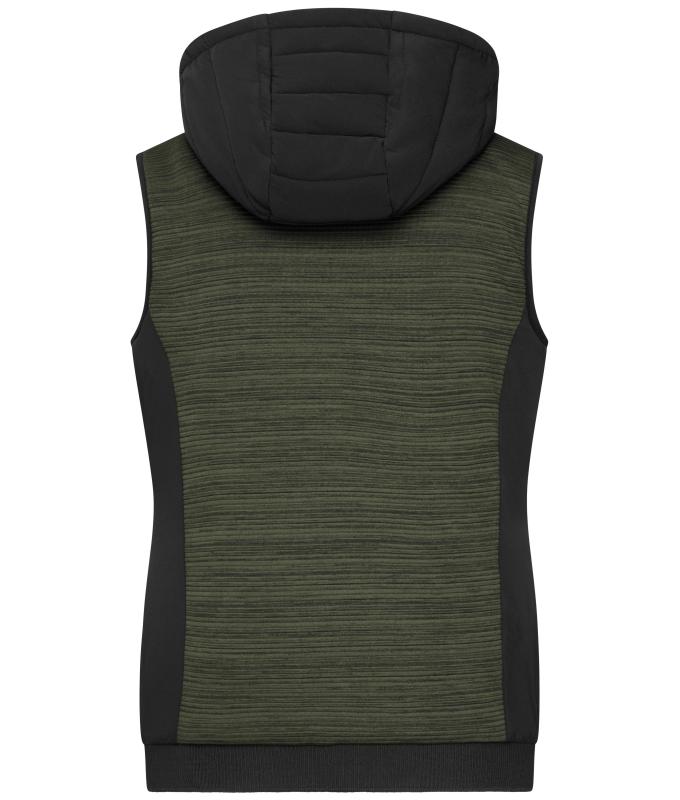 Damen Ladies' Padded Hybrid Vest Olive-melange/black 10532
