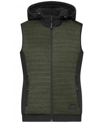 Damen Ladies' Padded Hybrid Vest Olive-melange/black 10532