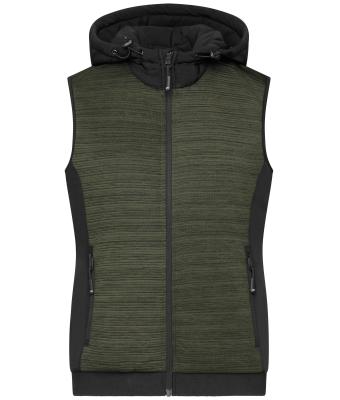 Damen Ladies' Padded Hybrid Vest Olive-melange/black 10532