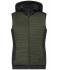 Damen Ladies' Padded Hybrid Vest Olive-melange/black 10532