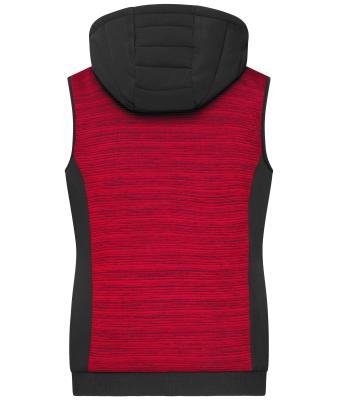 Damen Ladies' Padded Hybrid Vest Red-melange/black 10532