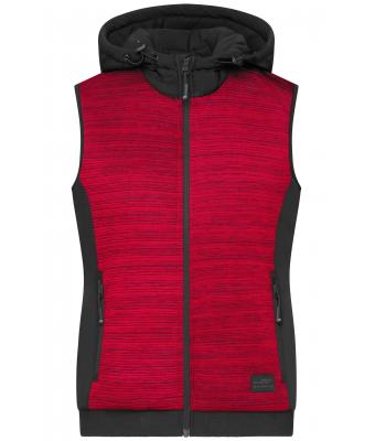 Damen Ladies' Padded Hybrid Vest Red-melange/black 10532