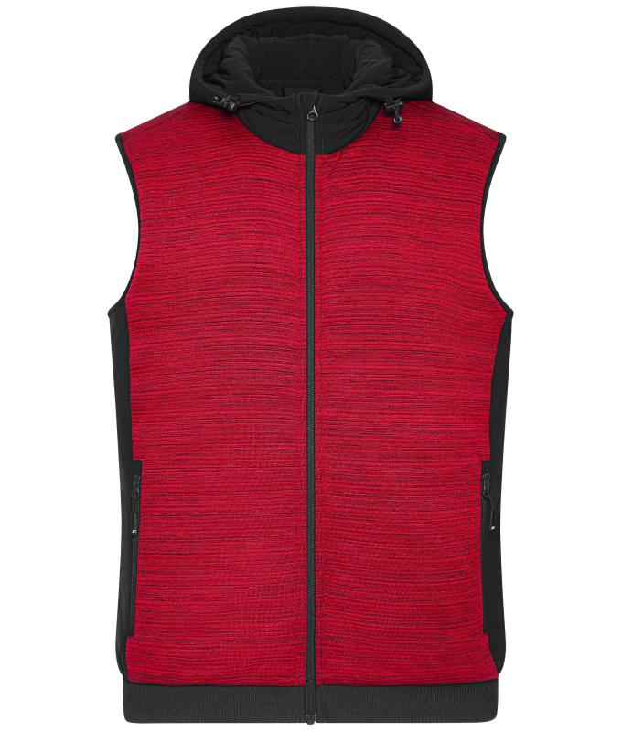 Herren Men's Padded Hybrid Vest Red-melange/black 10533