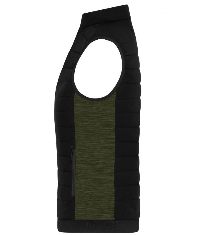 Ladies Ladies' Padded Hybrid Vest Black/olive-melange 11481