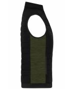 Ladies Ladies' Padded Hybrid Vest Black/olive-melange 11481