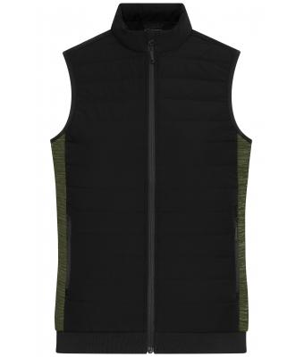 Ladies Ladies' Padded Hybrid Vest Black/olive-melange 11481