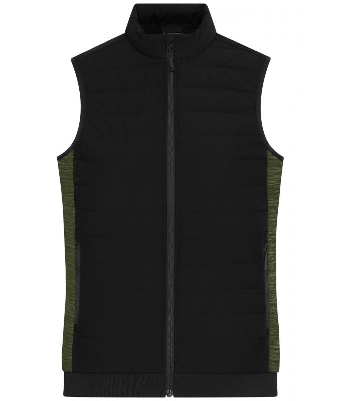 Ladies Ladies' Padded Hybrid Vest Black/olive-melange 11481
