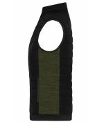 Damen Ladies' Padded Hybrid Vest Black/olive-melange 11481