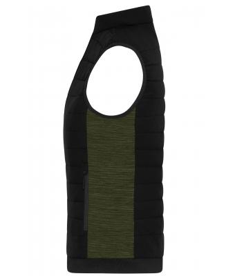 Damen Ladies' Padded Hybrid Vest Black/olive-melange 11481
