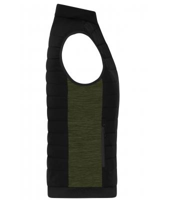 Damen Ladies' Padded Hybrid Vest Black/olive-melange 11481