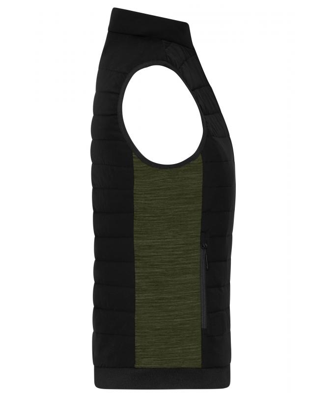 Damen Ladies' Padded Hybrid Vest Black/olive-melange 11481