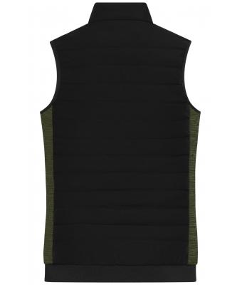 Damen Ladies' Padded Hybrid Vest Black/olive-melange 11481