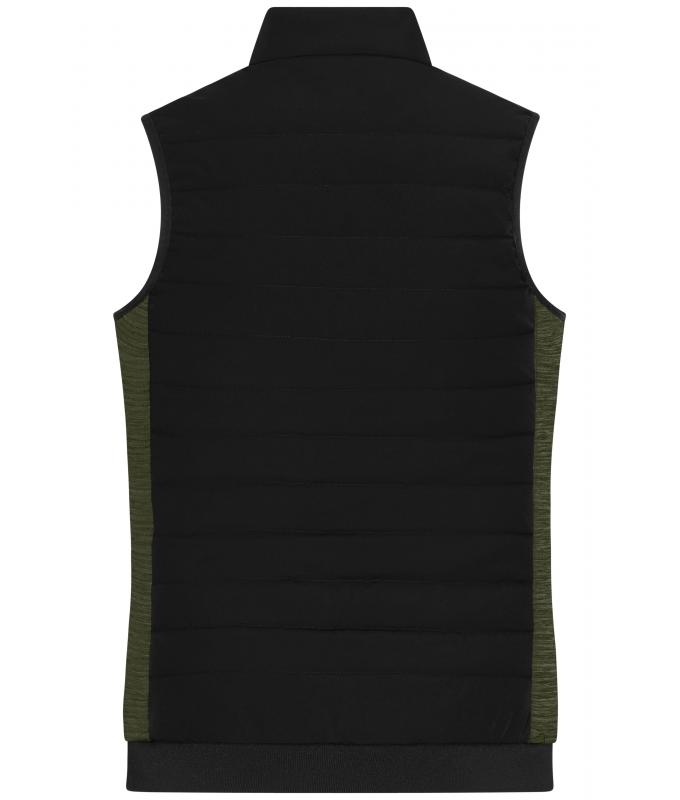 Damen Ladies' Padded Hybrid Vest Black/olive-melange 11481