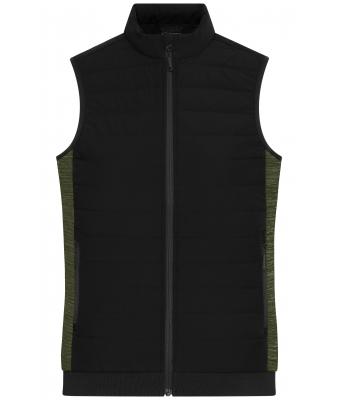 Damen Ladies' Padded Hybrid Vest Black/olive-melange 11481