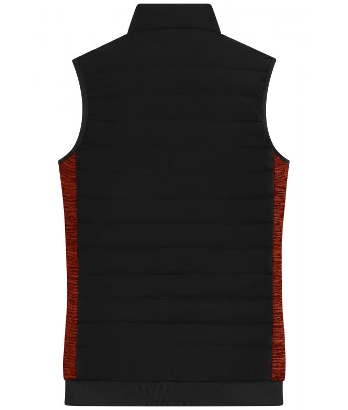 Damen Ladies' Padded Hybrid Vest Black/red-melange 11481