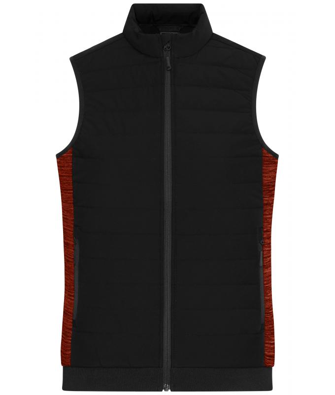 Damen Ladies' Padded Hybrid Vest Black/red-melange 11481