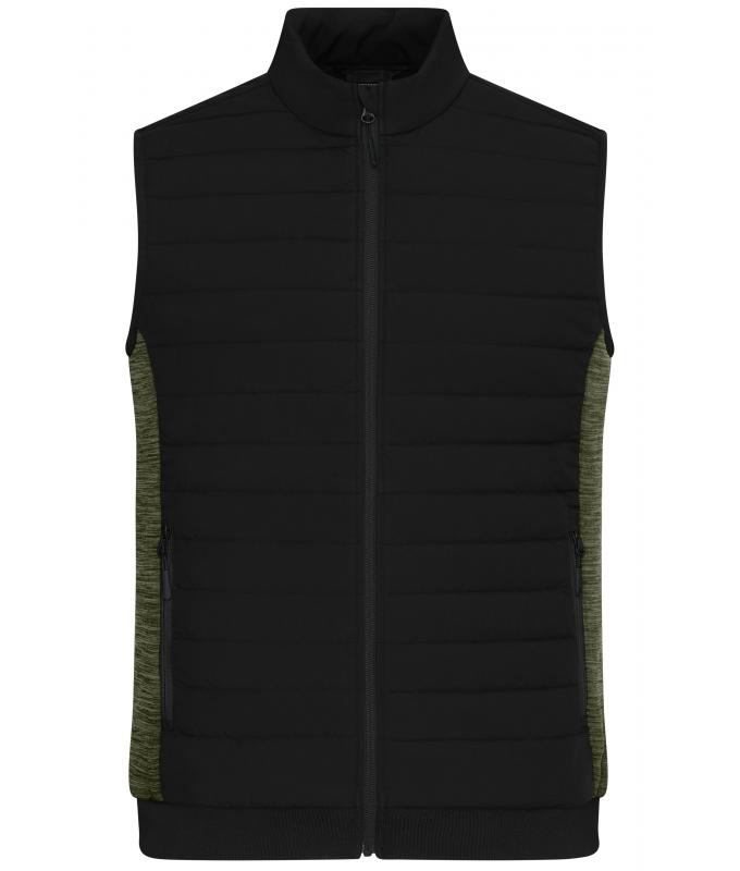 Men Men's Padded Hybrid Vest Black/olive-melange 11482