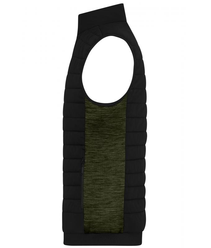 Herren Men's Padded Hybrid Vest Black/olive-melange 11482