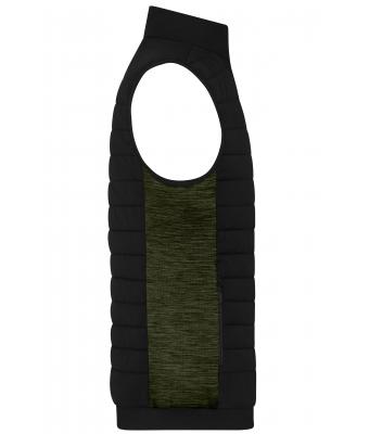 Herren Men's Padded Hybrid Vest Black/olive-melange 11482