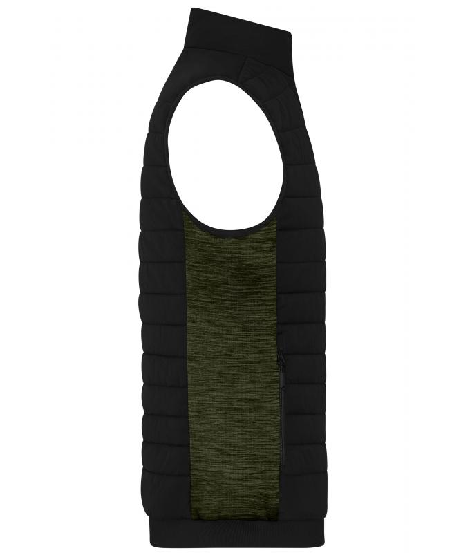 Herren Men's Padded Hybrid Vest Black/olive-melange 11482