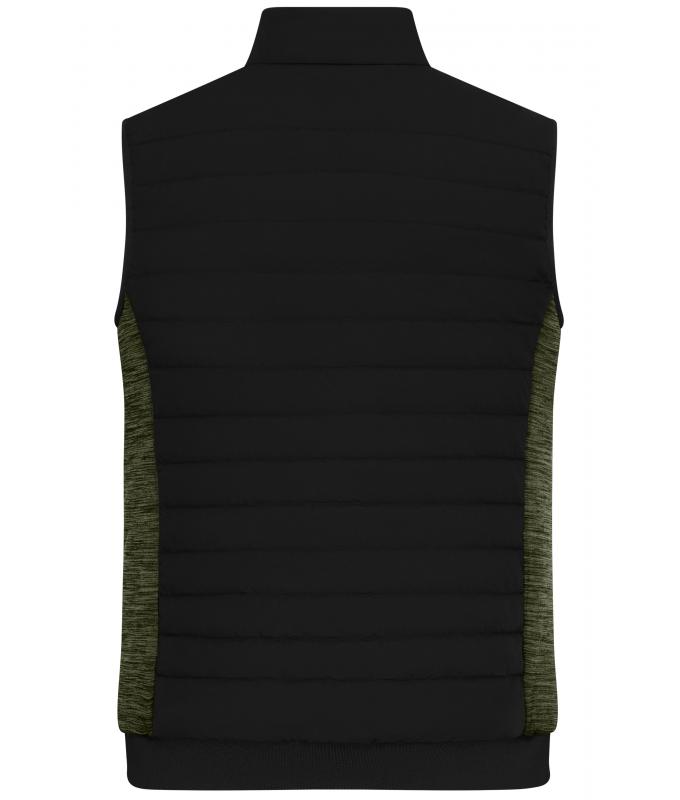 Herren Men's Padded Hybrid Vest Black/olive-melange 11482