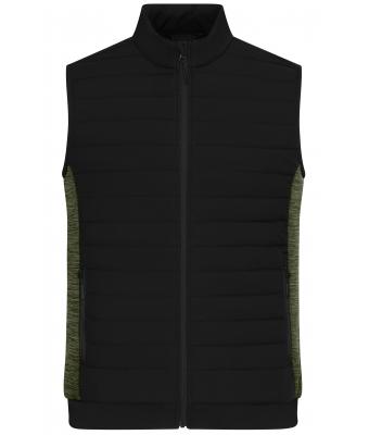 Herren Men's Padded Hybrid Vest Black/olive-melange 11482