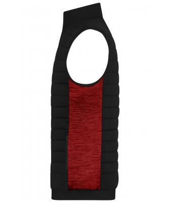 Herren Men's Padded Hybrid Vest Black/red-melange 11482