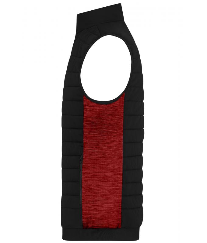 Herren Men's Padded Hybrid Vest Black/red-melange 11482