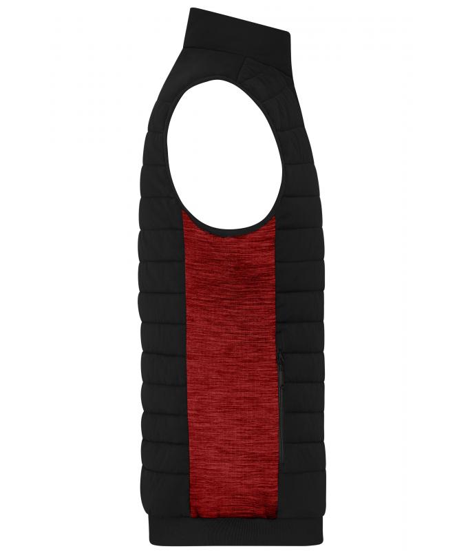 Herren Men's Padded Hybrid Vest Black/red-melange 11482