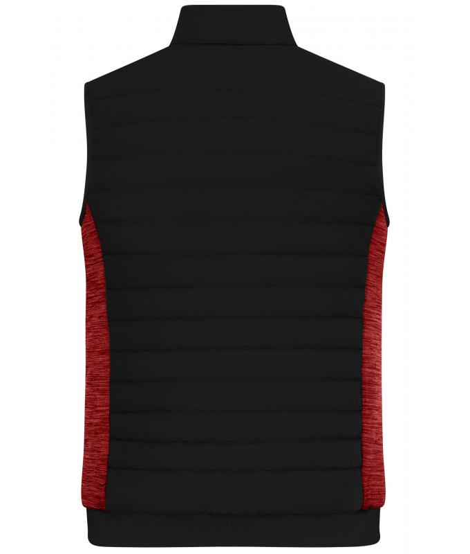 Herren Men's Padded Hybrid Vest Black/red-melange 11482