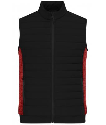 Herren Men's Padded Hybrid Vest Black/red-melange 11482