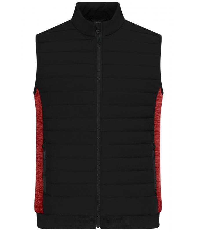 Herren Men's Padded Hybrid Vest Black/red-melange 11482