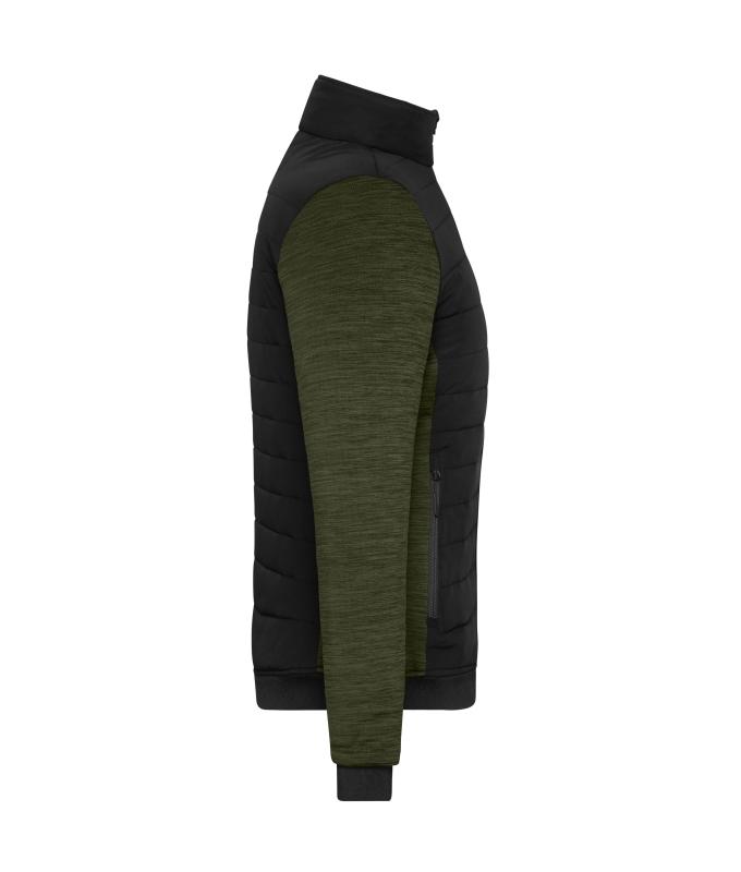 Ladies Ladies' Padded Hybrid Jacket Black/olive-melange 11483